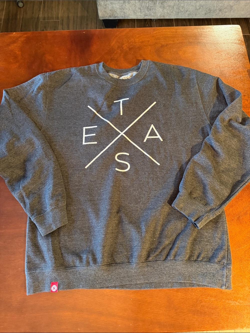 Men's Charcoal Crewneck Sweatshirt with TEXAS Graphic